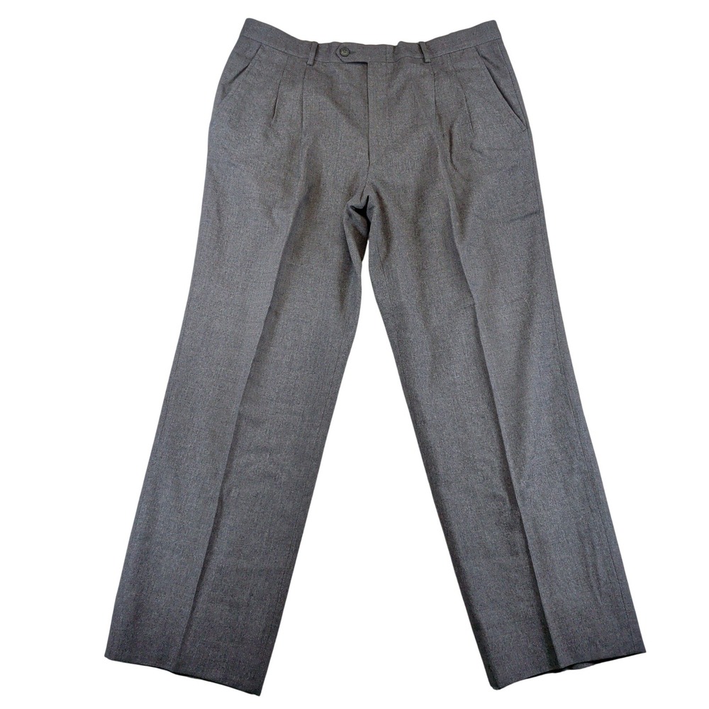 Zignone‎ Italy Gray Wool Cashmere Pleated Dress Pants Mens 38x30 Trousers